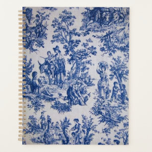Française toile de jouy bleu et blanc élégant