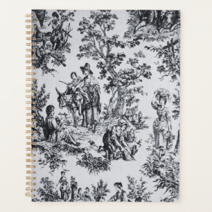 Française toile de jouy noir et blanc élégant