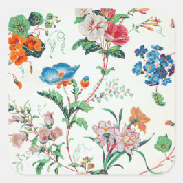 France 1830 Delicate Floral Antique Botanical Quadratischer Aufkleber