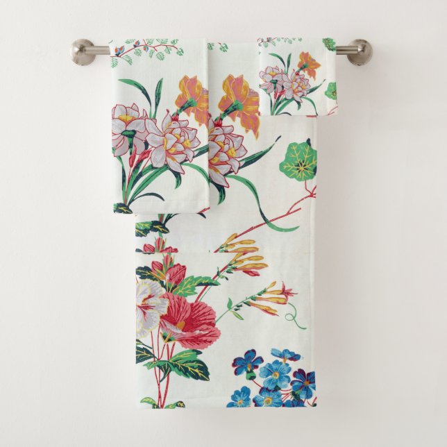 France 1830 Floral Antique Wallpaper Badhandtuch Set (Insitu)