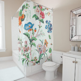 France 1830 Floral Antique Wallpaper Duschvorhang