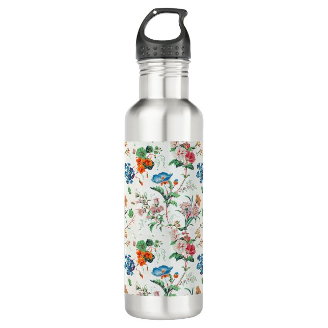 France 1830 Floral Antique Wallpaper Edelstahlflasche (Vorderseite)