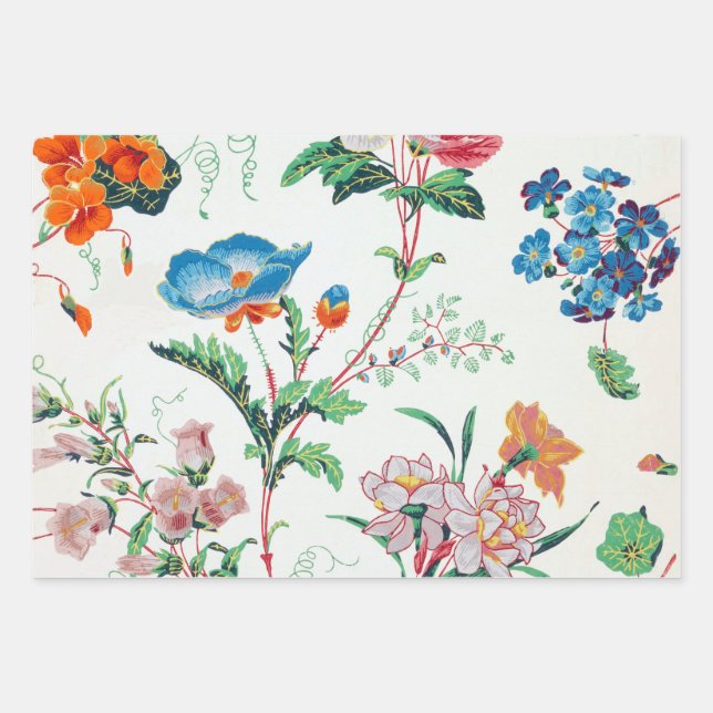France 1830 Floral Antique Wallpaper Geschenkpapier Set (Vorderseite)