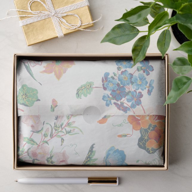 France 1830 Floral Antique Wallpaper Seidenpapier (Geschenk)