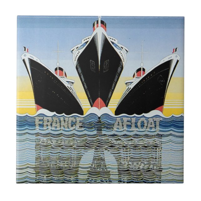 France Afloat - French Line Poster Fliese (Vorderseite)