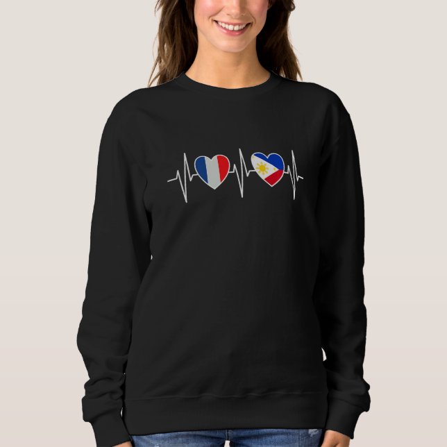France And Philippines Philippine Flag Flags Premi Sweatshirt (Vorderseite)