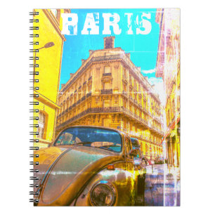 France Architecture French Street Old Car Paris Notizblock