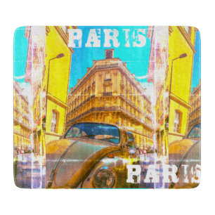 France Architecture French Street Old Car Paris Schneidebrett