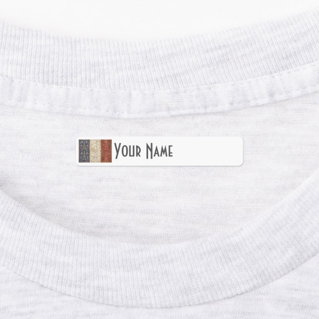France Art Deco Flag | Custom Iron-On Name Label Etiketten (Befestigt)