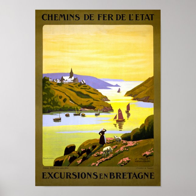 France Bretagne Vintage Travel Poster Zurück (Vorne)