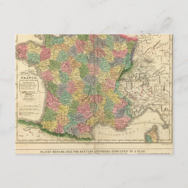 France Chronology Map Postkarte (Vorderseite)