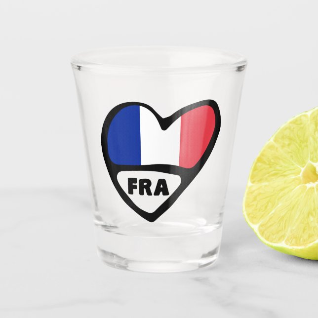 France Country Code Flag Herd, FRA Schnapsglas (Vorderseite)