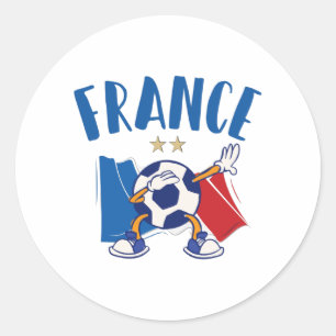 France Dabbing Soccer Ball Flag 2 stars Runder Aufkleber