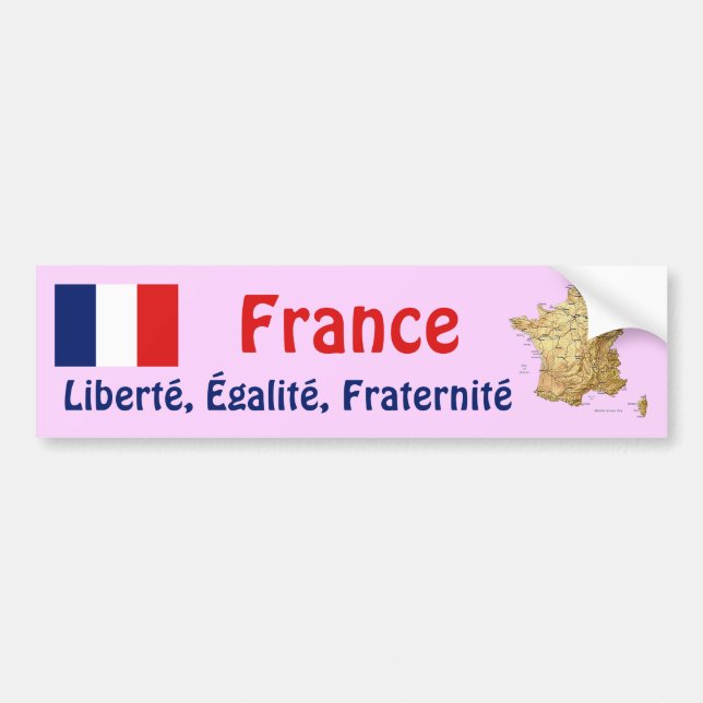 France Flag + Map Autoaufkleber (Vorne)