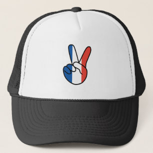France Flag V Sign Truckerkappe