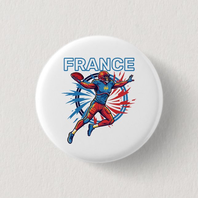France Football Dynamic Quarterback Patriotic Art Button (Vorderseite)