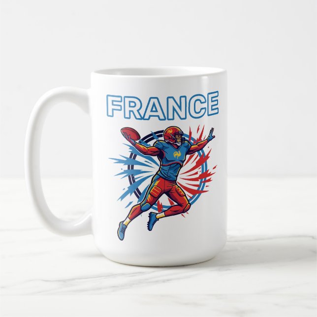 France Football Dynamic Quarterback Patriotic Art Kaffeetasse (Links)