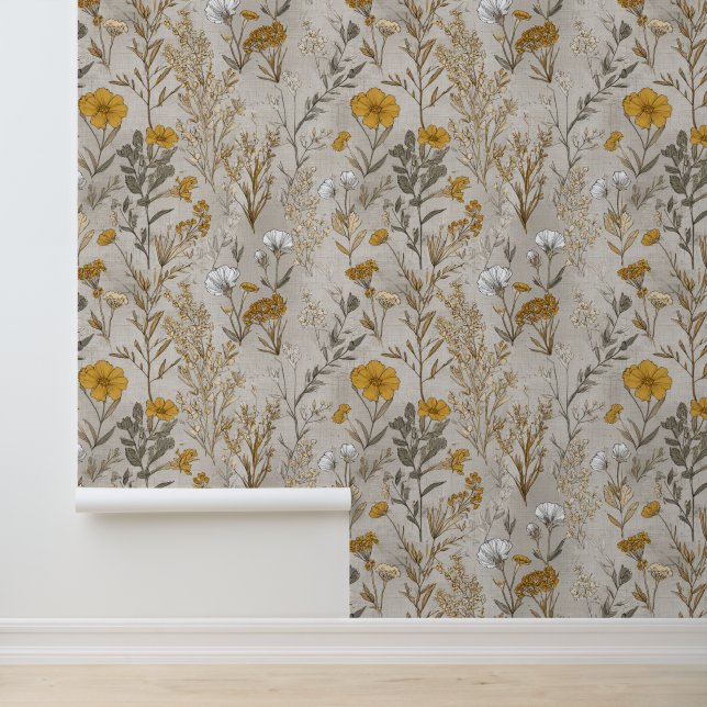 France Gray Floral Tapete (Anwendung)
