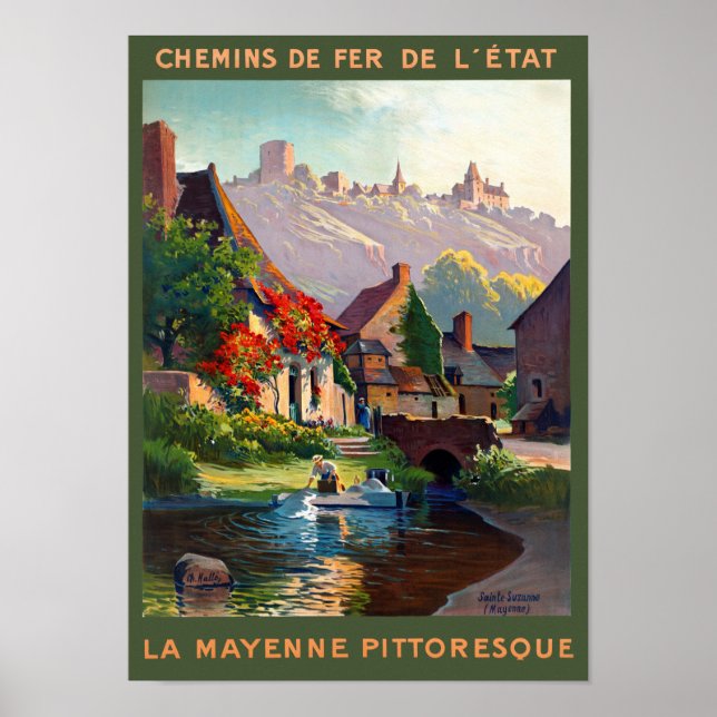 France Mayenne Restored Vintage Travel Poster (Vorne)