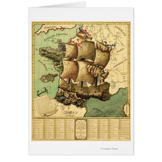 France Représentée comme une carte panoramique de  (Devant)