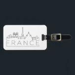 France Skyline Luggage Tag Gepäckanhänger<br><div class="desc">Ein einzigartiges Gepäckanhänger,  das das schöne Land Frankreichs darstellt.  Dieses Tag zeigt eine stilisierte Abbildung der einzigartigen Skyline der Stadt mit ihrem Namen darunter.</div>