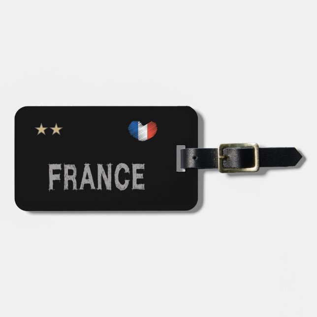 France Soccer Football Fan Shirt Herz Gepäckanhänger (Vorderseite horizontal)
