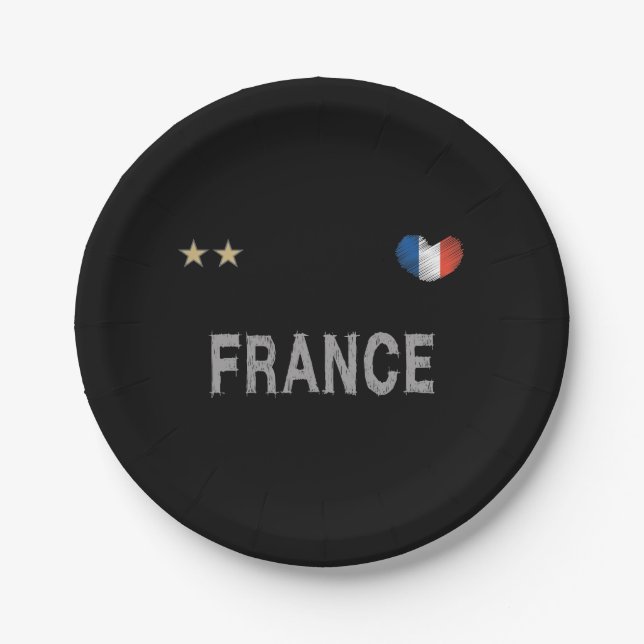 France Soccer Football Fan Shirt Herz Pappteller (Vorderseite)