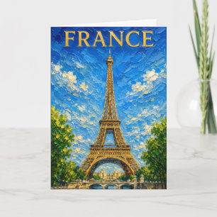 France: Sunny Eiffel Tower Art Souvenir Karte