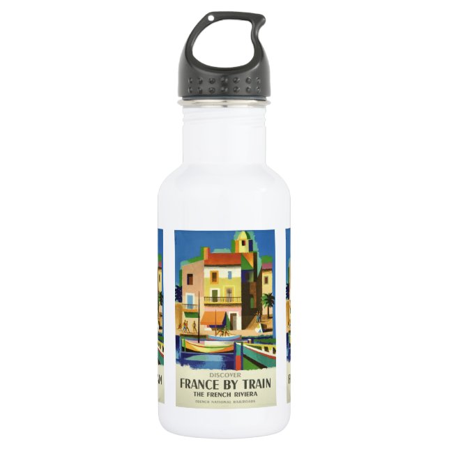 FRANCE Vintage Travel Edelstahlflasche (Vorderseite)