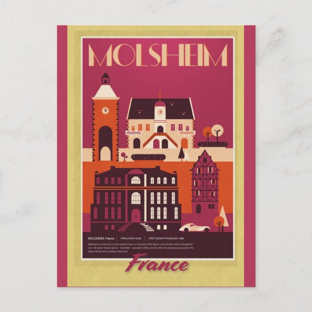 France Vintage Travel Poster Postkarte (Vorderseite)