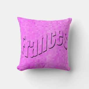 Frances Girls Name Logo auf rosa Mosaik, Kissen
