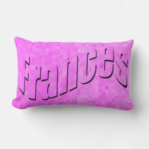 Frances Girls Name Logo auf rosa Mosaik, Lendenkissen
