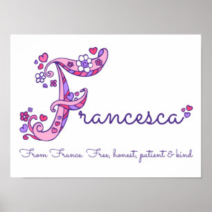 Francesca Anfangsbuchstabe F Kritzel Herz Kunst Na Poster