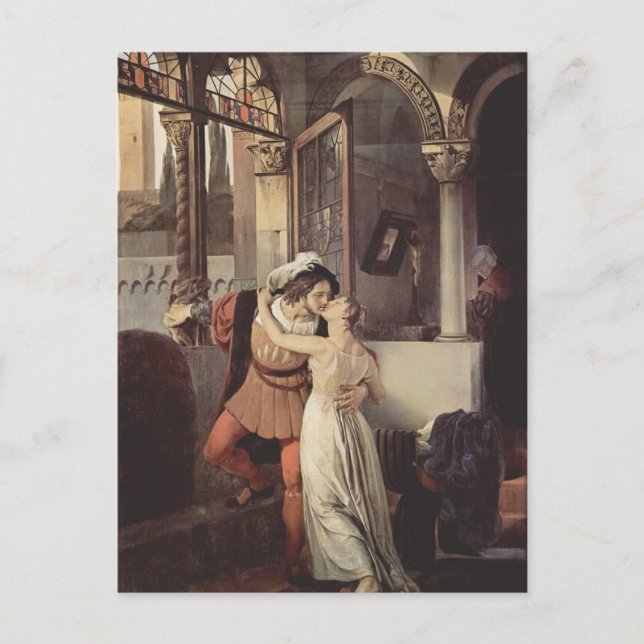Francesco Hayez - Der letzte Kuss von Romeo und Ju Postkarte (Vorderseite)