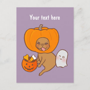 Franchie in Kostümen für Halloween-Party Feiertagspostkarte