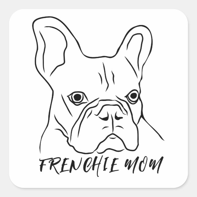 Franchie Mama handGezeichnet Bulldogge-Face Quadratischer Aufkleber (Vorderseite)