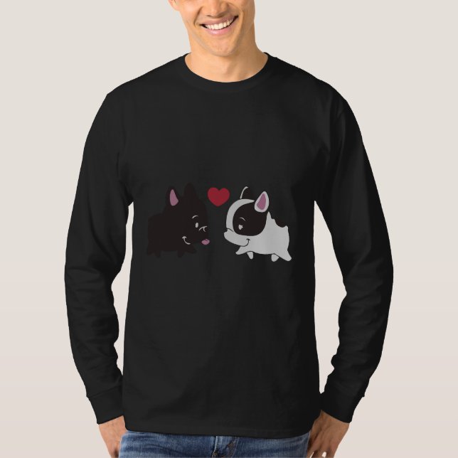 Franchie Schwarz und Weiß Franchie Familie Französ T-Shirt (Vorderseite)