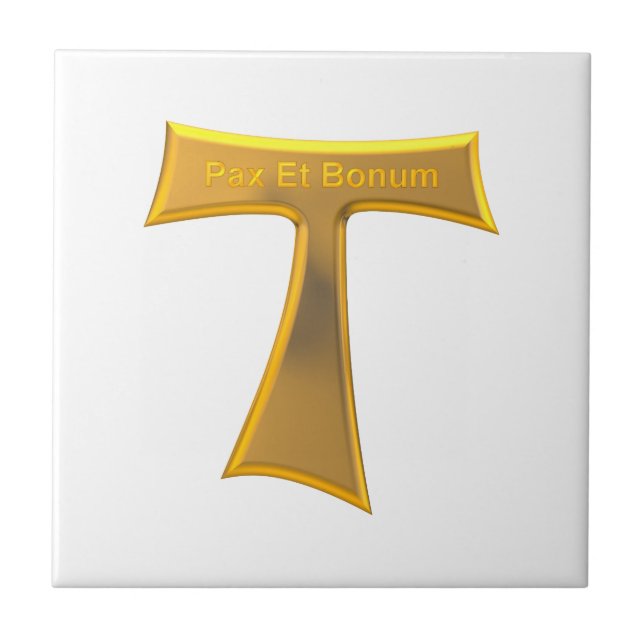 Franciscan Tau Cross Pax Et Bonum Gold Metallic Fliese (Vorderseite)