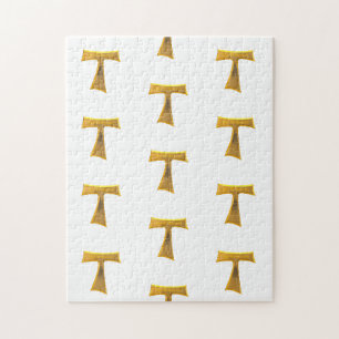 Franciscan Tau Cross Pax und Bonum Gold Metallic