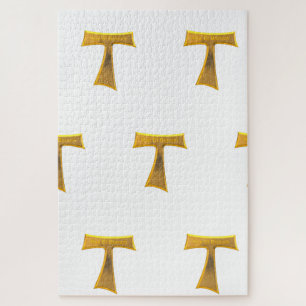 Franciscan Tau Cross Pax und Bonum Gold Metallic