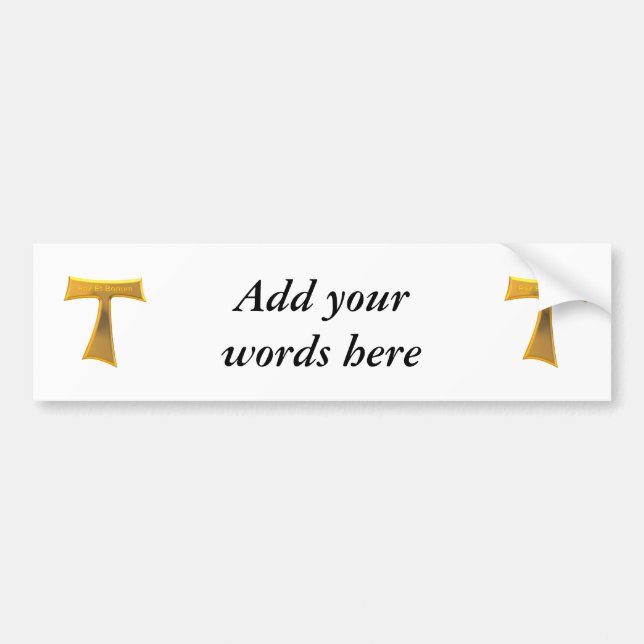 Franciscan Tau Cross Pax und Bonum Gold Metallic Autoaufkleber (Vorne)