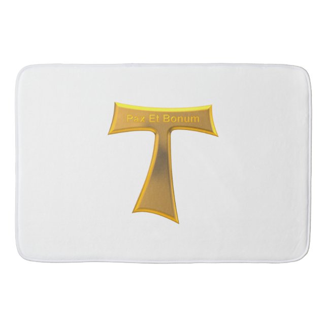 Franciscan Tau Cross Pax und Bonum Gold Metallic Badematte (Vorderseite)