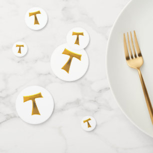 Franciscan Tau Cross Pax und Bonum Gold Metallic Konfetti
