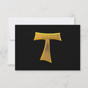 Franciscan Tau Cross Pax und Bonum Gold Metallic RSVP Karte