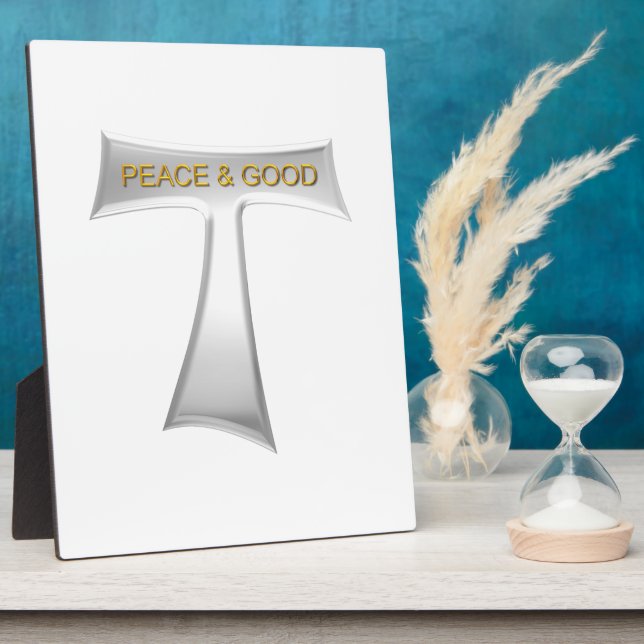 Franciscan Tau Cross Peace und Good Silver & Gold Fotoplatte (Seite)