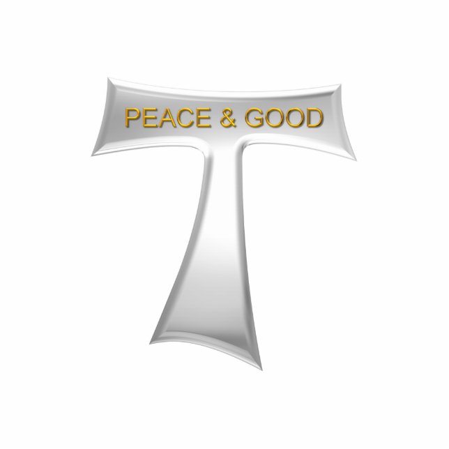 Franciscan Tau Cross Peace und Good Silver & Gold Freistehende Fotoskulptur (Vorne)