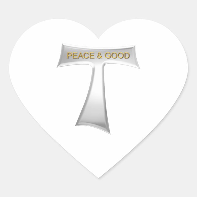 Franciscan Tau Cross Peace und Good Silver & Gold Herz-Aufkleber (Vorderseite)