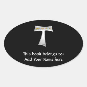 Franciscan Tau Cross Peace und Good Silver & Gold Ovaler Aufkleber