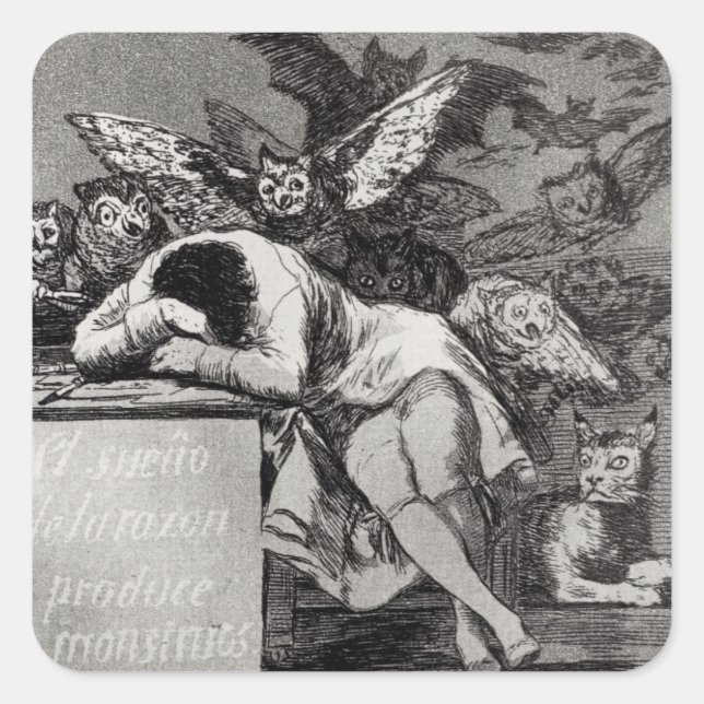 Francisco Jose de Goya y Lucientes | Schlaf von Quadratischer Aufkleber (Vorderseite)