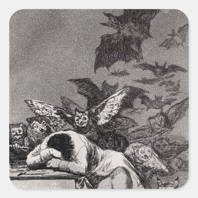 Francisco Jose de Goya y Lucientes | Schlaf von Quadratischer Aufkleber (Vorderseite)